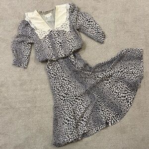 90s Vintage Lace Collar Dress Sz 8